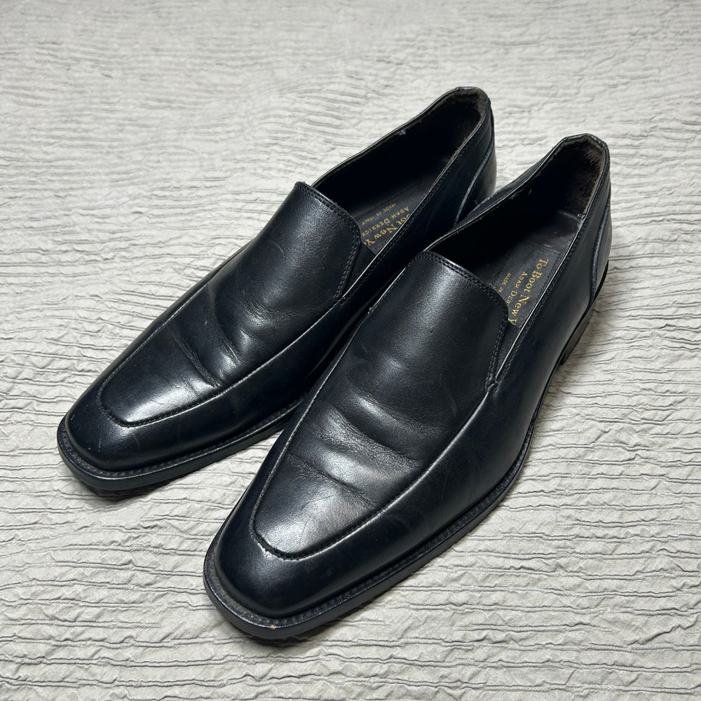 To Boot New York Adam Derrick Mens Black Leather Apron Toe Loafers Size 8.5